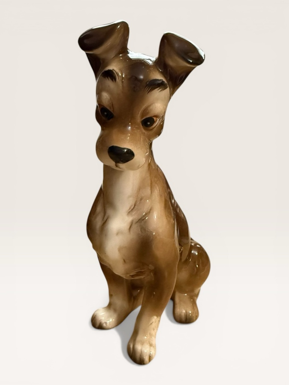Vintage Glazed Ceramic Disney Tramp Figurine